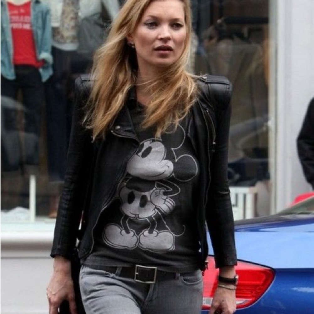 Balmain Paris moto biker denim jean jacket grey gray XS Kate Moss Kim Kardashian - Picture 11 of 12